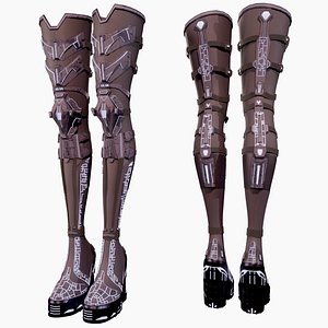 Stylized Cyberpunk Thigh High Heel Boots