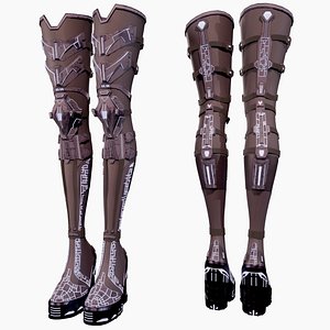 Stylized Cyberpunk Thigh High Heel Boots