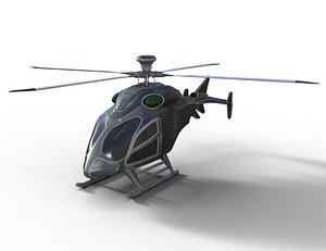Futuristic Stealth Helicopter Rigged PBR 3D Model