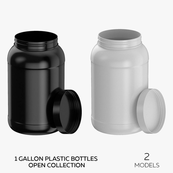 Bouteille en plastique à grande ouverture, 1 gallon, couvercle blanc ouvert  modèle 3D $29 - .max .fbx .c4d .ma .obj - Free3D