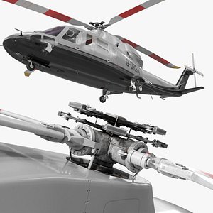3D Twin-Engine Sikorsky S-76 Utility Helicopter Grey model