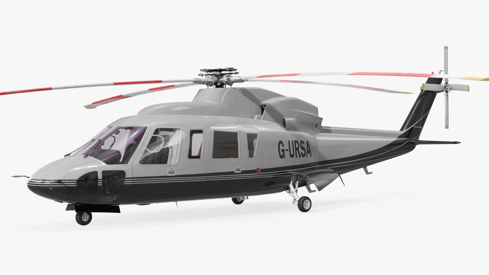 Twin-Engine Sikorsky S-76 Utility Helicopter Grey 3D model preview