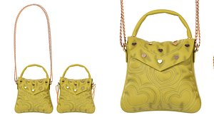 Lovely Heart Embellished Handbag Yellow 3D model