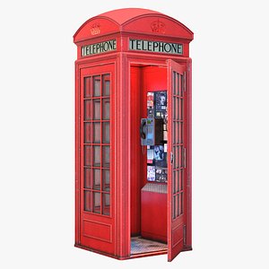 3D british red telephone box