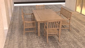landscape chair and table  low poly