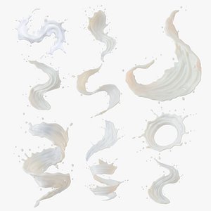 3D Splash Milk Bundle model
