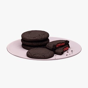 3D Dark Chocolate Cookie model