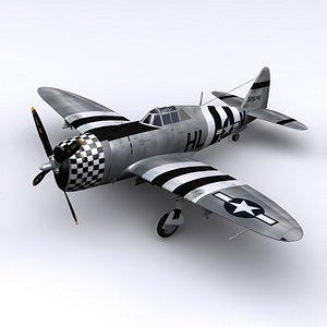 3d p-47 thunderbolt fighter p-47d model