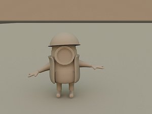 3d rigged mini worker model