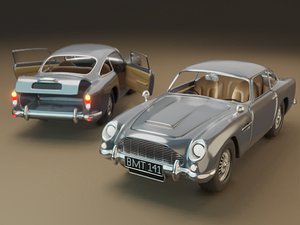 Aston Martin DB5 Car 3D model rigged 3D model
