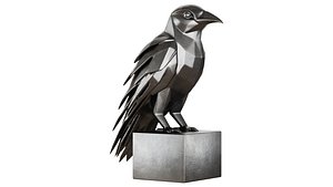 Metal sculpture of a crow 3D model