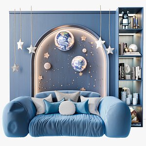 3D Children room with toys crib and decor model