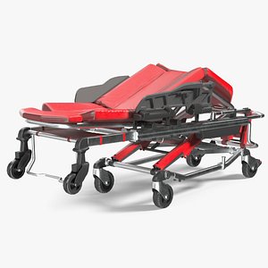 Folding Ambulance Stretcher Black Red Rigged for Maya 3D model