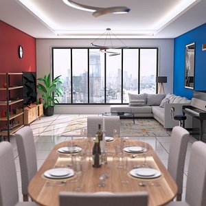 Living Dining Room Combo 3D model