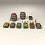 Tropical fruit and fruit boxes 3D model
