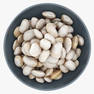 Cooked large white beans 3D