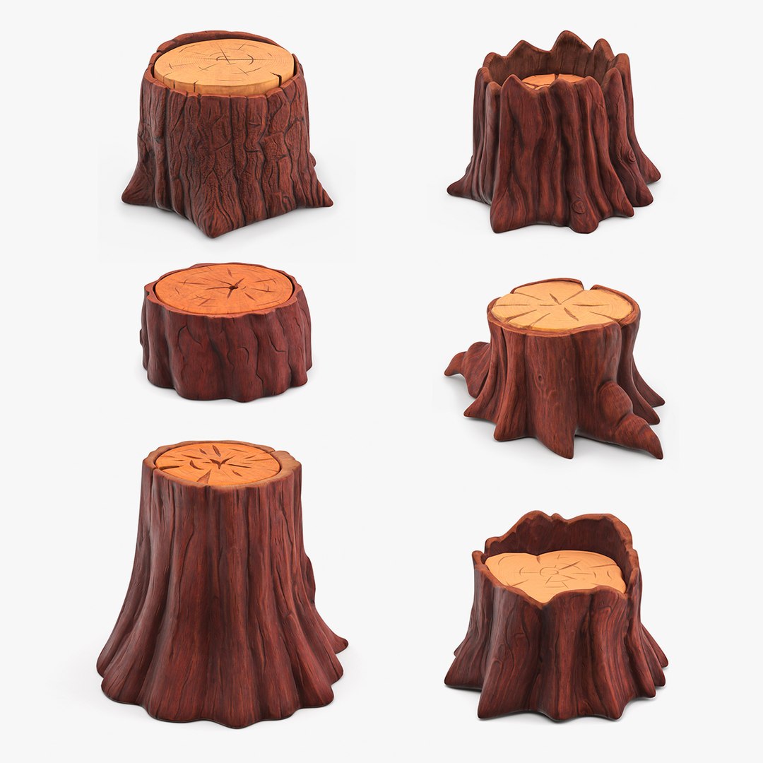 Cartoon Tree Stumps Collection 4 3D model preview