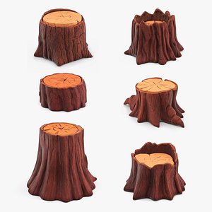 3D Cartoon Tree Stumps Collection 4