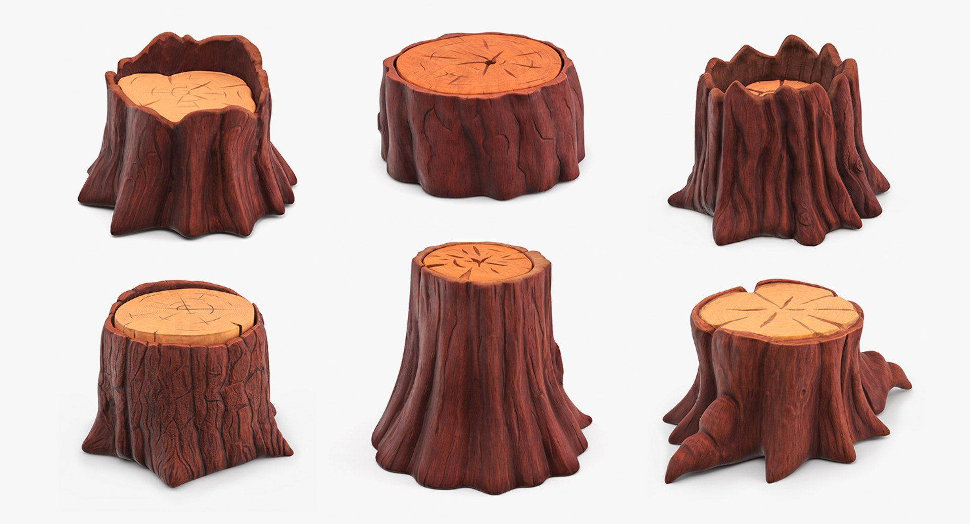 3d Cartoon Tree Stumps Collection 4 Turbosquid 2101445 5476