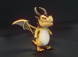 Cartoon Brass Dragon Low-poly 3D Model model