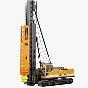 Rotary Drilling Rig Junttan Orange Rigged PBR 3D model