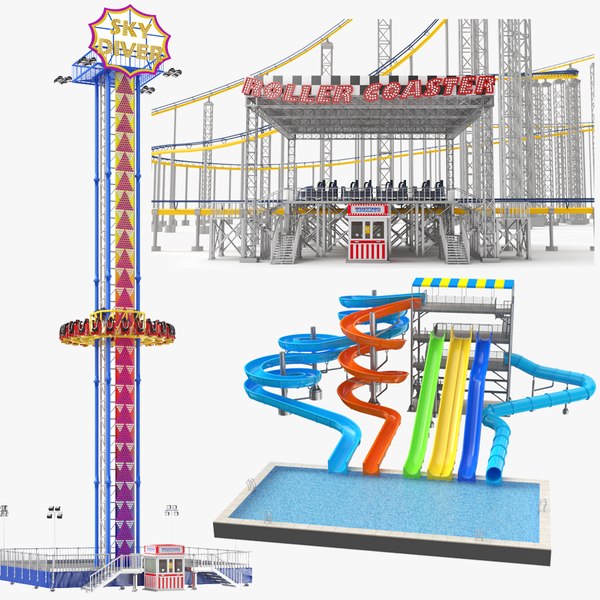 Detailed Three Amusement Park Games 3D model