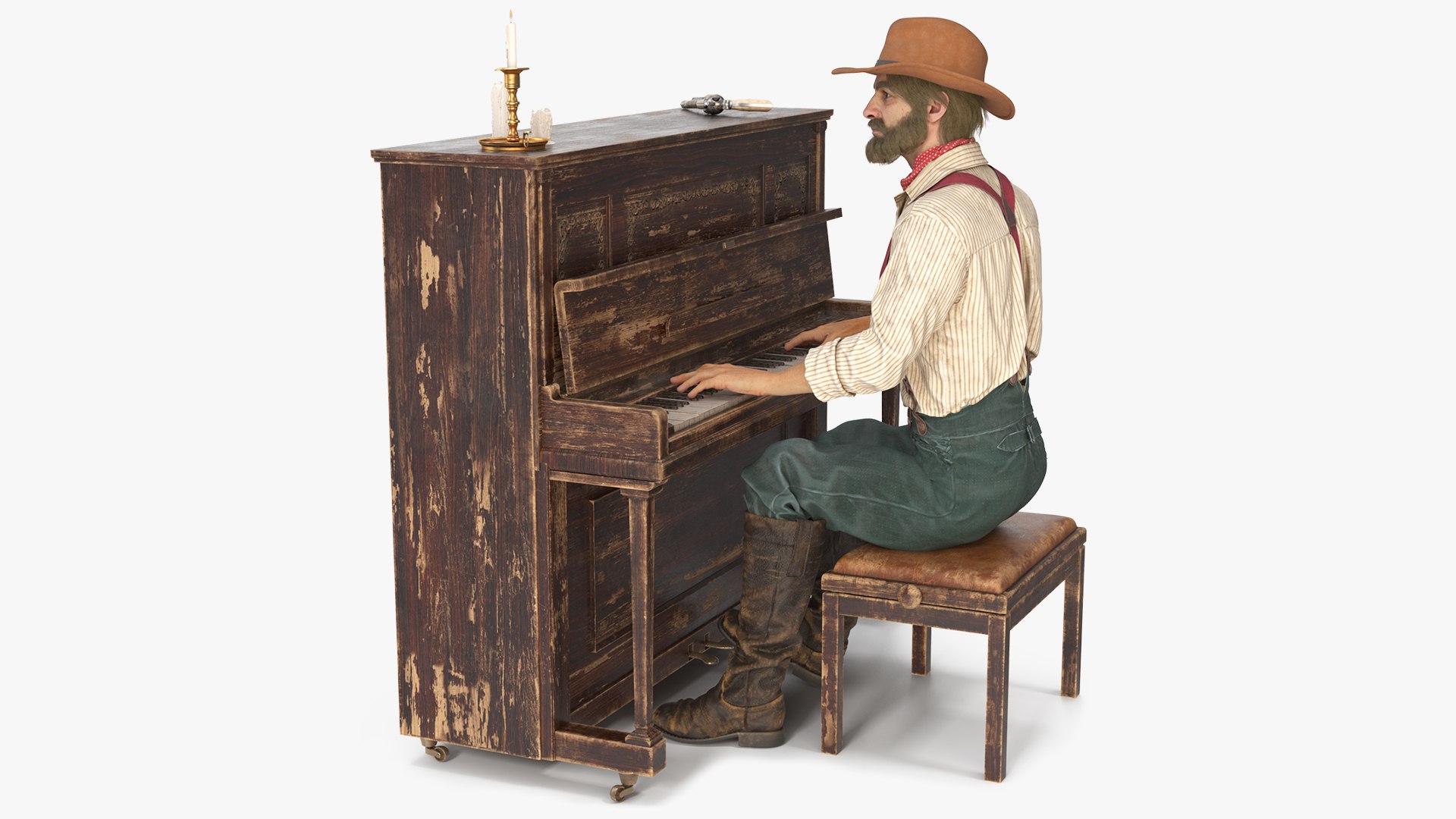 Old Western Piano With Musician 3D TurboSquid 2311402
