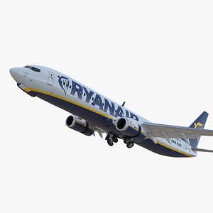 Boeing 737-900 ER Ryanair with Cabin Rigged 3D Model