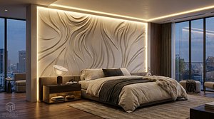 Modern wavey Relief Panel Wall Decor Set STL Mural CNC 329 3D model