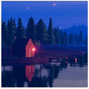 Stylized Low Poly Forest River 3D