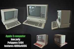 Apple 3 computer - PBR Game Ready model Low-poly 3D model