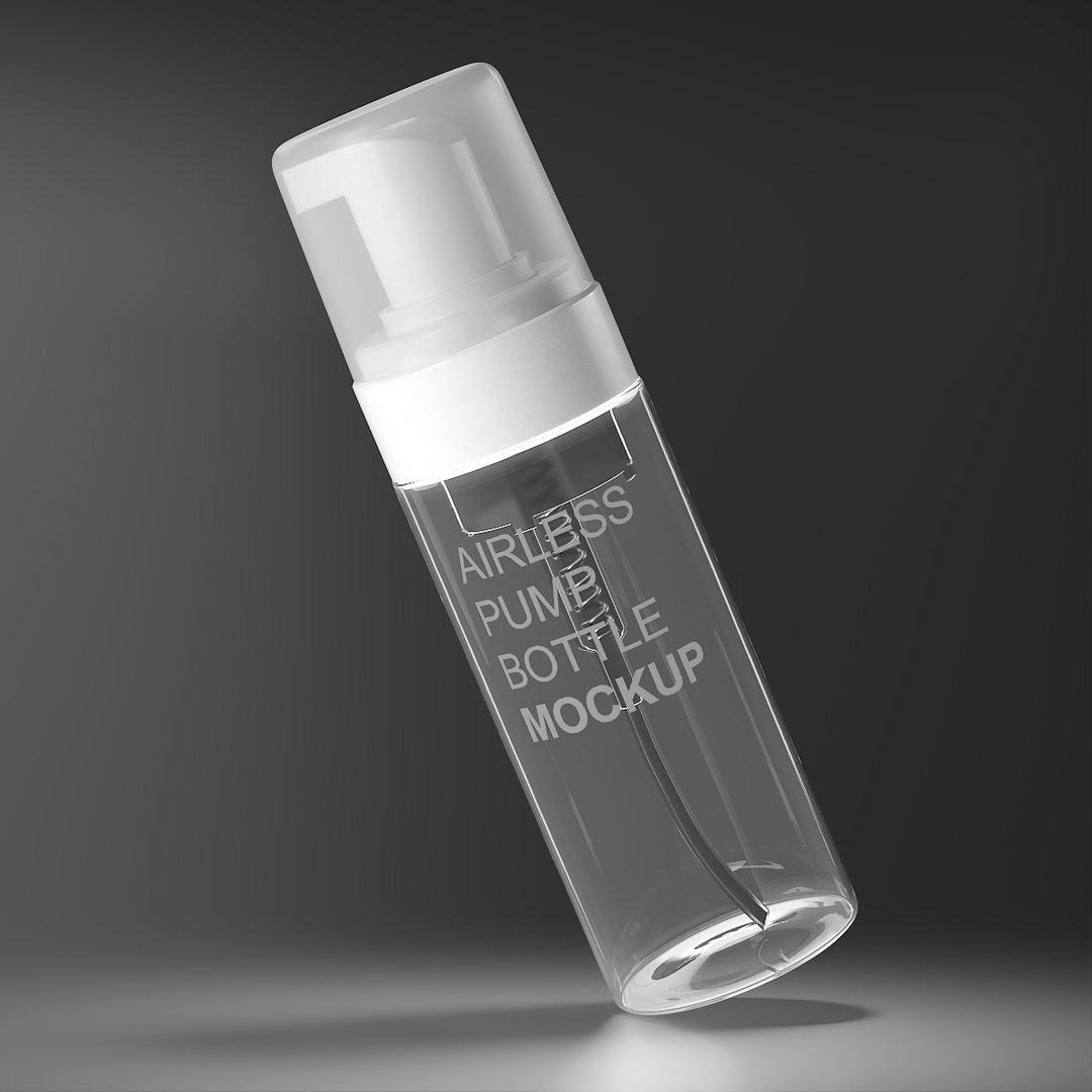 Mockup Plastic Airless Pump Dispenser Bottle Transparent 3D model preview