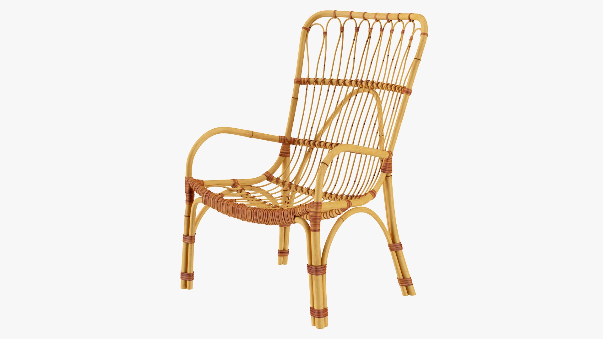 Rattan Lounger Chair 3D model preview