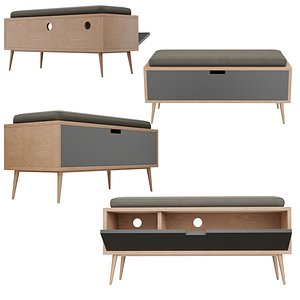 Williams Upholstered Wood Drawer Storage Bench 3D model