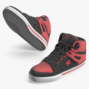 DC High-Top Skate Sneakers Black Red