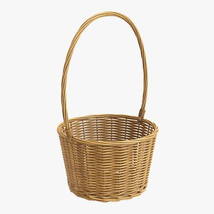 3D model wicker basket brown