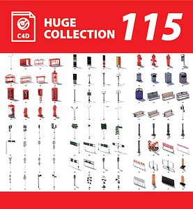 115 Huge Elements - Street Assets Pack  - c4d