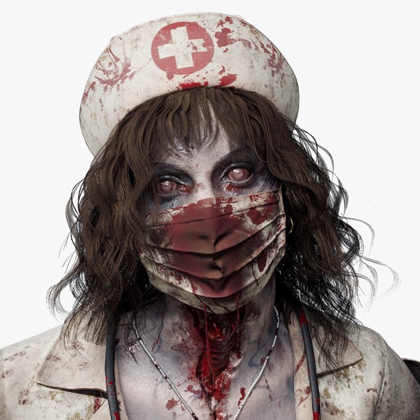 3D zombie nurse character pbr