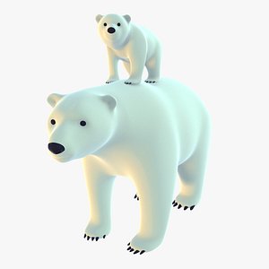 stylized polar bears pack 3D model