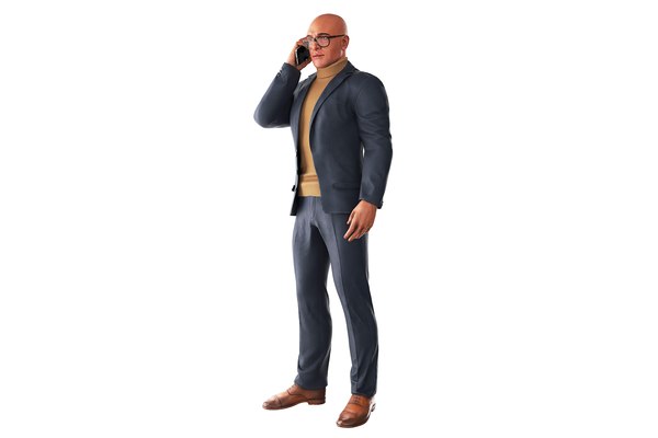 3D model Richard - Blue suit - Phone Call