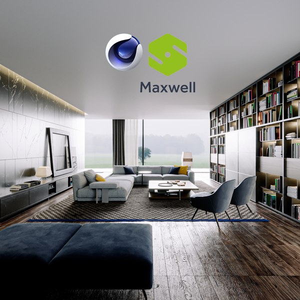 3D Best Living Scene 07 - C4D - Maxwell model