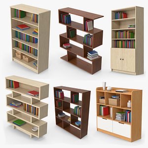 Bookcase Set Collection 3D model