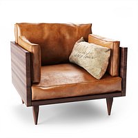 Sherwood Leather Exposed Wood Frame Chair