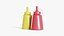 3D Small Ketchup And Mustard Bottles