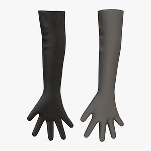 3D Black Long Biceps Elegant Gloves