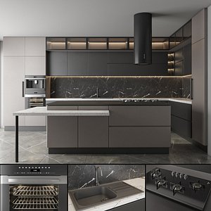 Luxury apartmen interior of modern kitchen model