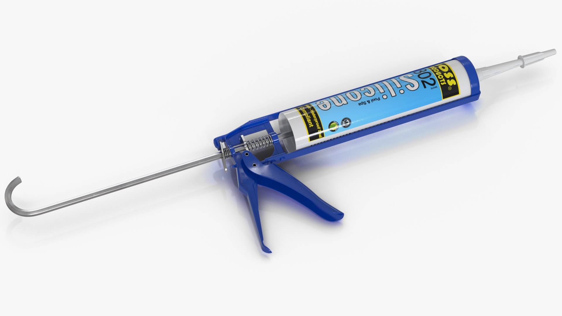 Silicone Sealant Pistol with Blue Tube 3D model preview