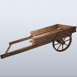 wooden wagon 3d 3ds