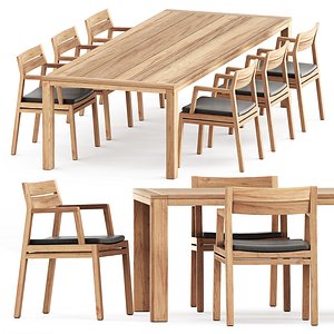 Costes chair and Costes rectangular dining table 3D model