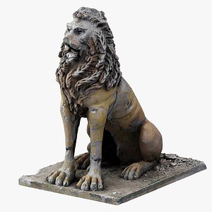 Abandoned and Damaged Lion Statue 3D